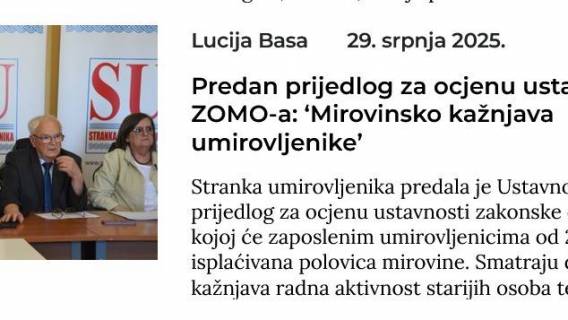 Je li opravdan zahtjev da se uz saborsku plaću prima i saborska mirovina? 
