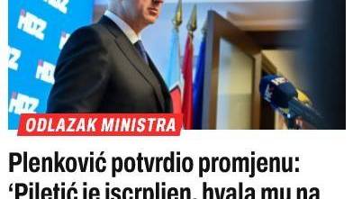 Odlazak Piletića nije rje&scaron;enje, odgovornost počinje od Plenkovića?!
