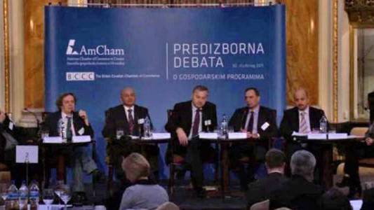 Predizborno su&egrave;eljavanje predstavnika Kukuriku koalicije, HDZ-a, BUZ-a i HSP-a u organizaciji Ameri&egrave;ke trgovinske komore.