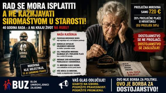 Rad se mora isplatiti, a ne kažnjavati siroma&scaron;tvom u starosti!?