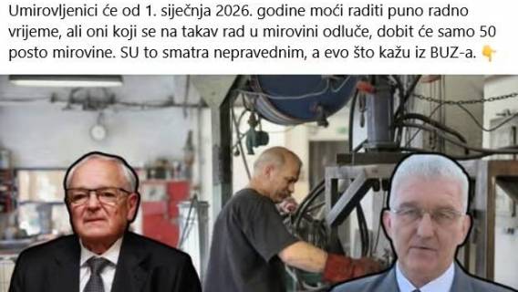 Uskraćuje li se pola mirovne uz rad dulji od polovice radnog vremena?